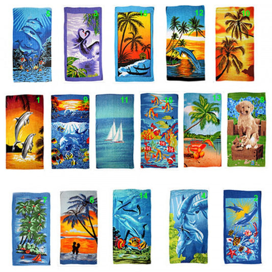 Beach towel cotontowel Motifs animals palm trees