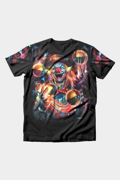 Joker juggles balls in the circus full expression t-shirt